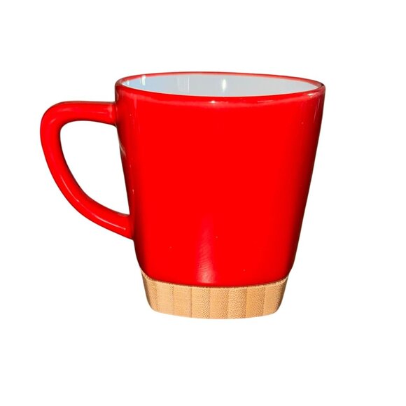 Fresno State Red Ceramic Mug With Bamboo Base - Picture 3 of 6